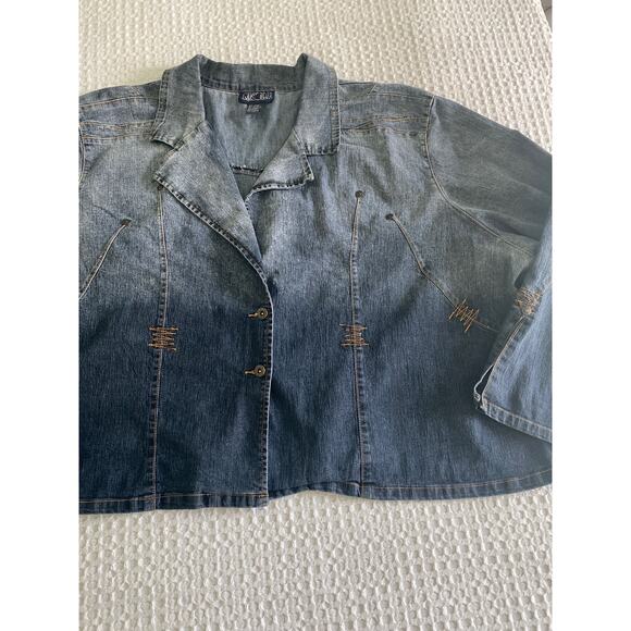 Just Blu Jeans Ombré Unique Detailed Denim Jacket Blazer Sz 32W - Picture 3 of 10
